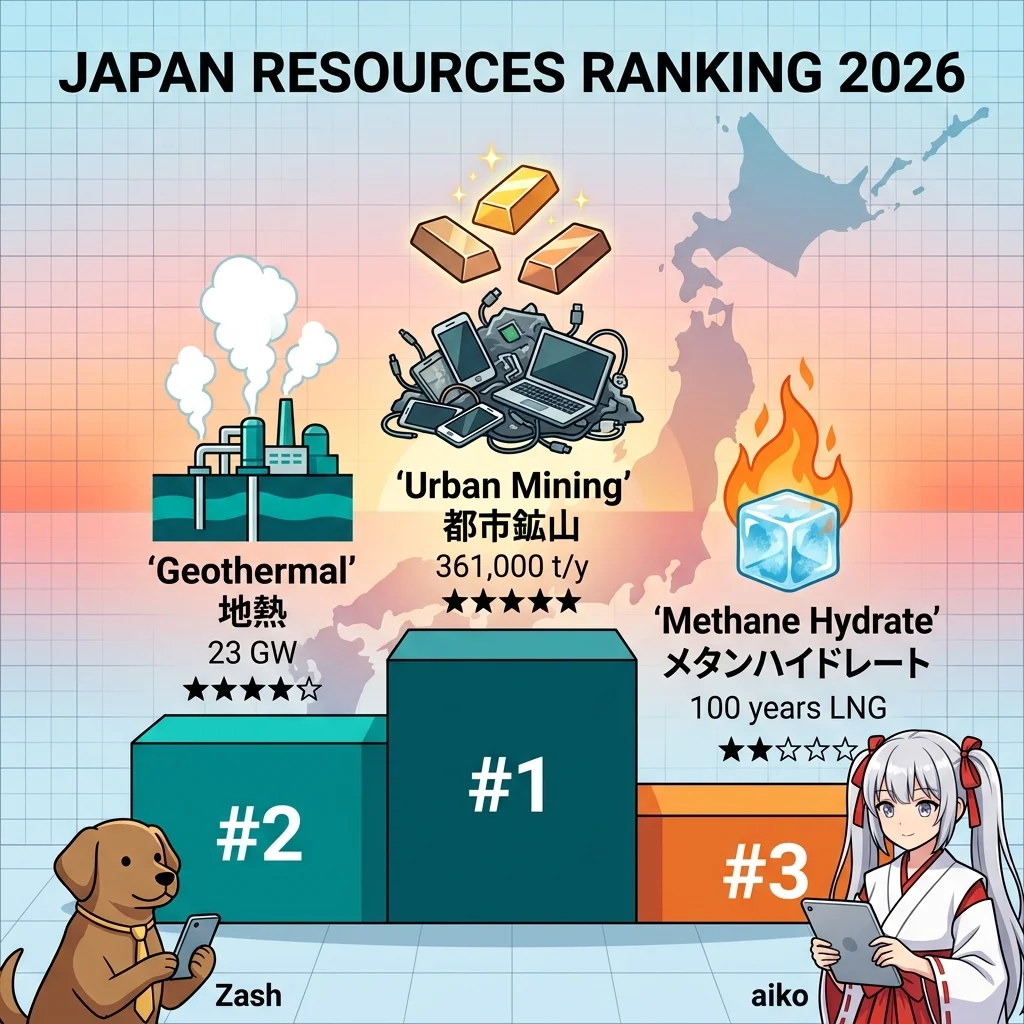 日本に眠る『真の資源』3兄弟の実力ランキング——地熱・メタンハイドレート・都市鉱山を正直に採点する