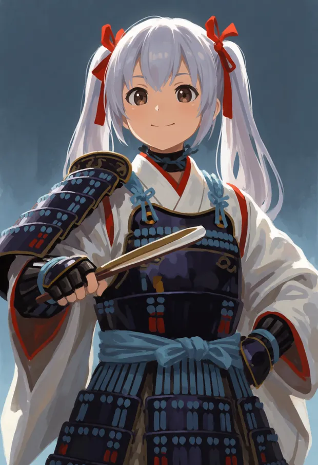 1333年に鎌倉を守った側のイメージ（aiko が当時の守将のいでたちで立つ）