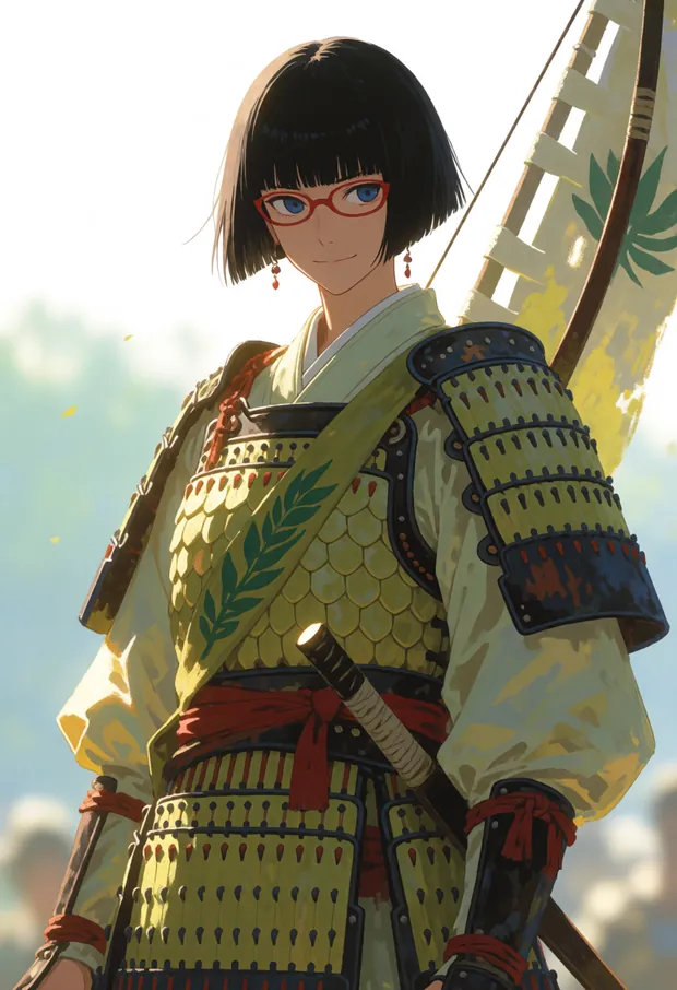 1335年に鎌倉を攻めた側のイメージ（sa-tan が当時の攻め手のいでたちで立つ）