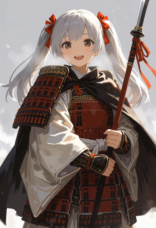 1337年に鎌倉を守った側のイメージ（aiko が当時の守将のいでたちで立つ）