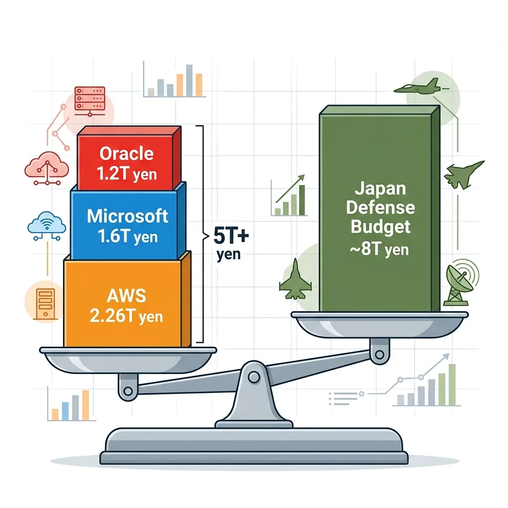 5兆円超のクラウド投資と防衛予算の比較