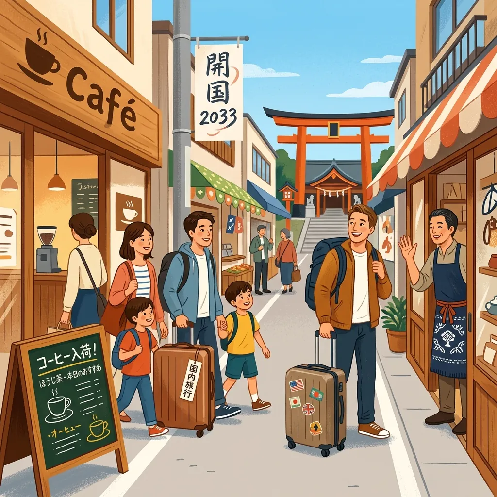 2033年、鎖国令解除。コーヒーとほうじ茶が並ぶ街のカフェ。海外旅行は戻ったが『降りる自由』の記憶は残った