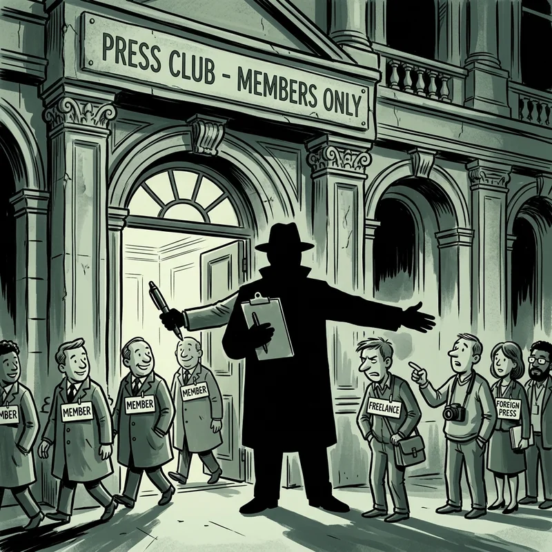 記者クラブ幹事社担当のシルエット風刺画