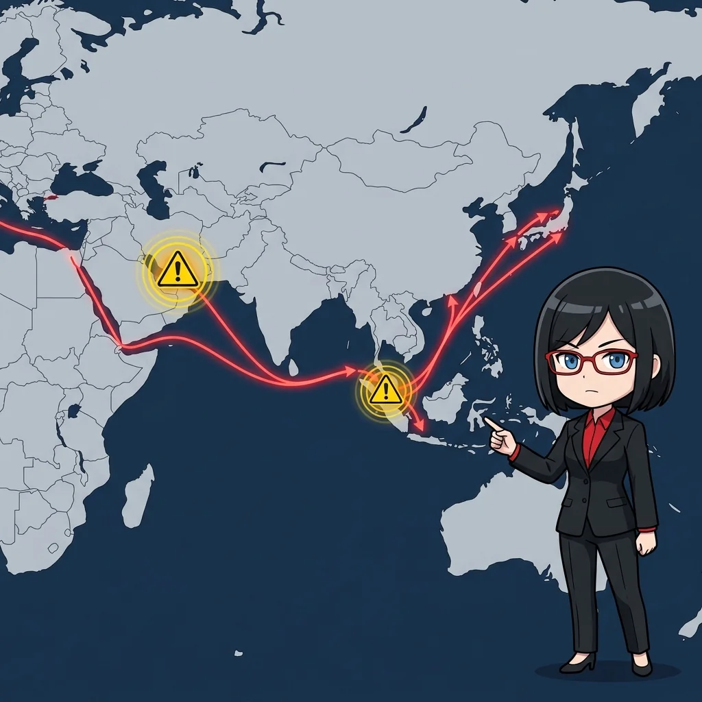 ホルムズ海峡・マラッカ海峡を通る日本へのタンカールート